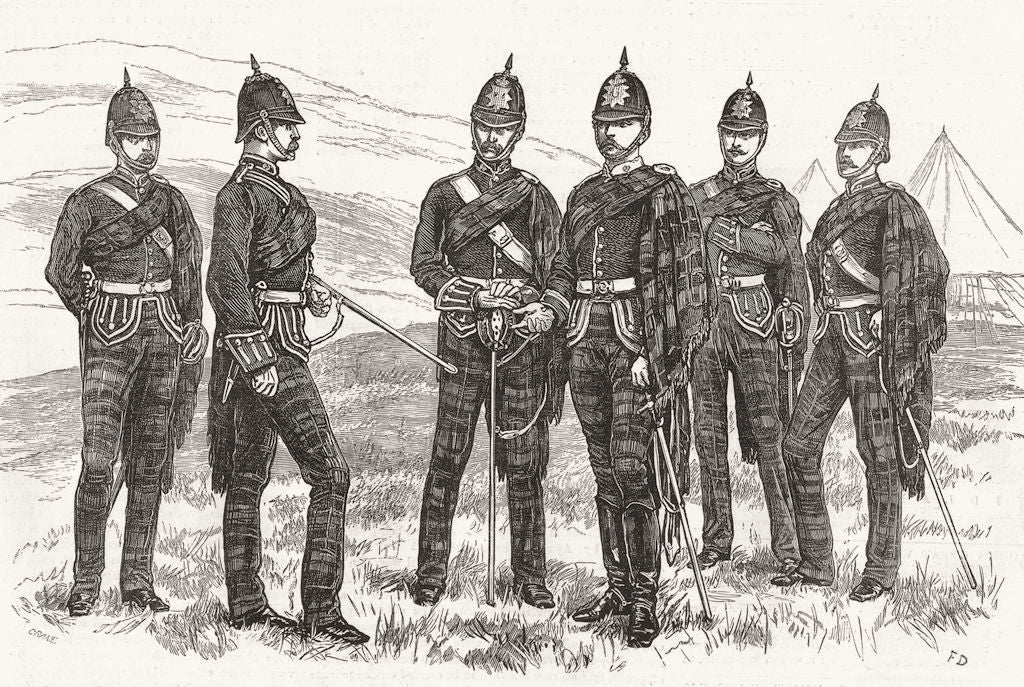 SCOTLAND. Officers of the 1st Aberdeenshire Rifle Volunteers 1881 old print